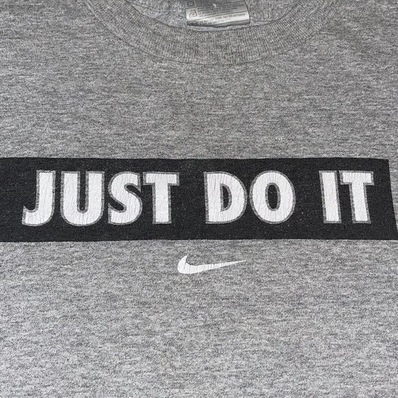 Vintage 90s Nike Just Do It Center Swoosh Graphic T-Shirt Size M Gray Grey Tag - Picture 2 of 9